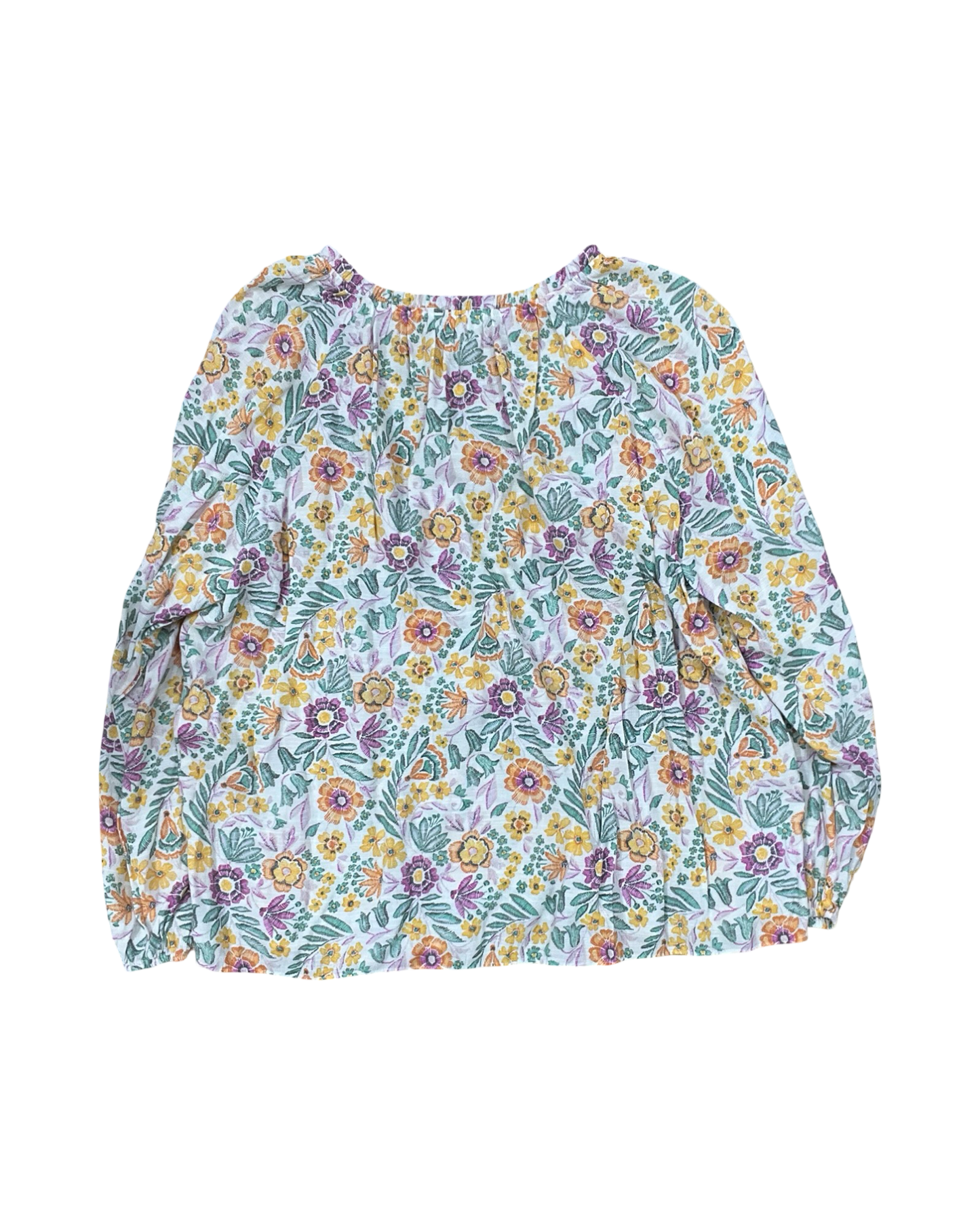 Top 3/4 Sleeve By Lc Lauren Conrad In White & Yellow, Size:1X