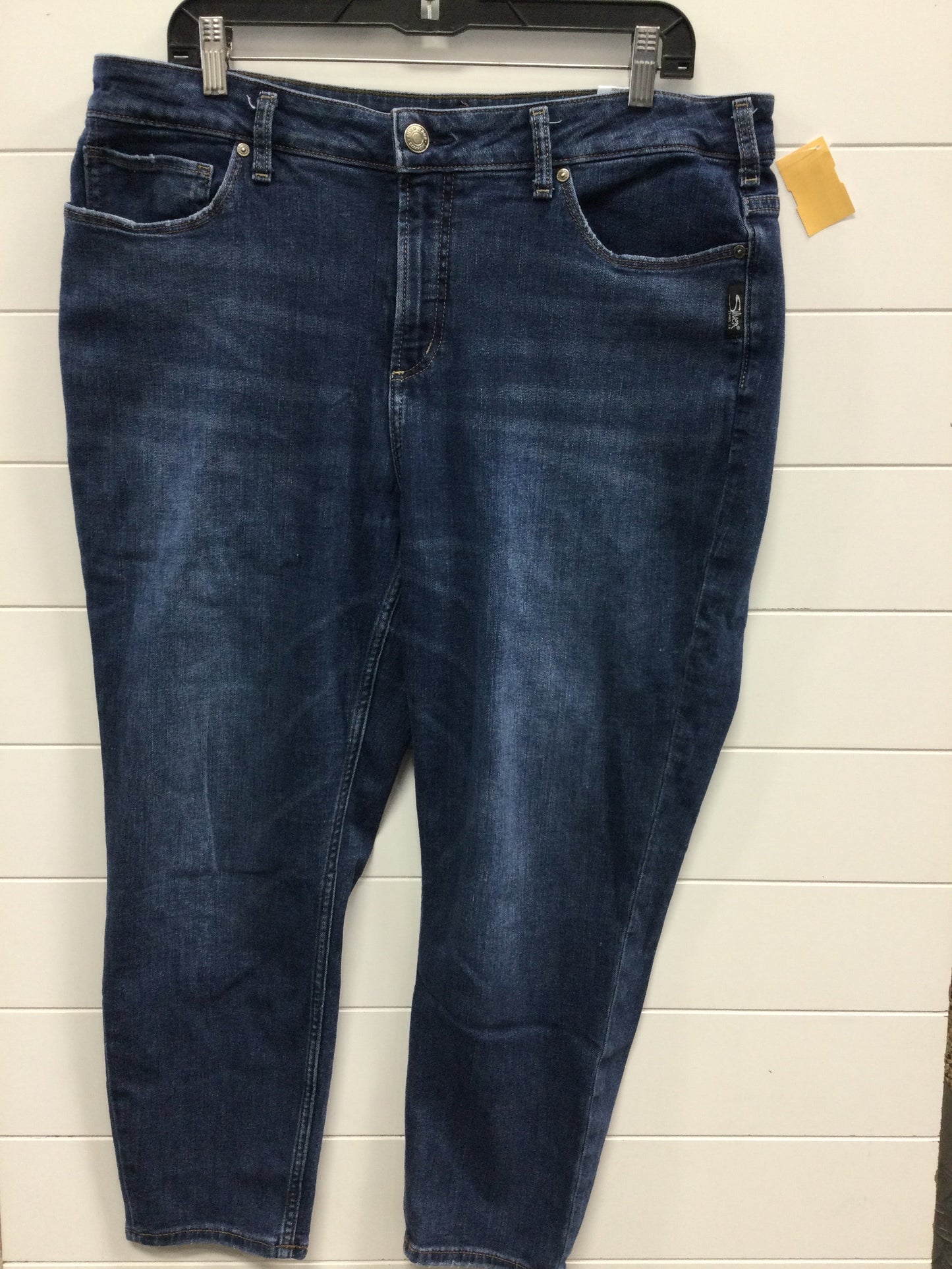 Jeans Straight By Silver In Blue Denim, Size:16