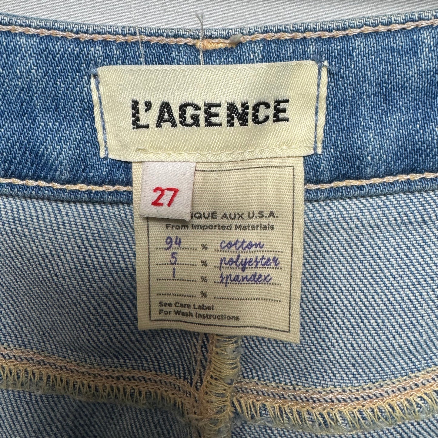 Jeans Wide Leg By L Agence In Blue Denim, Size: 4/27