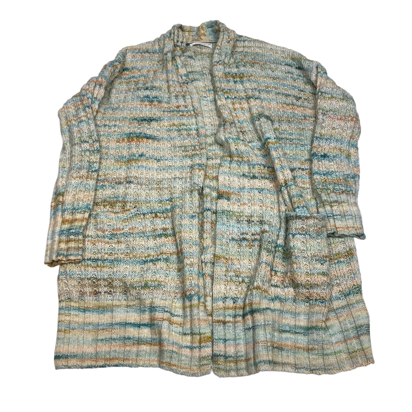 Sweater Cardigan By Anthropologie In Cream & Green, Size:S