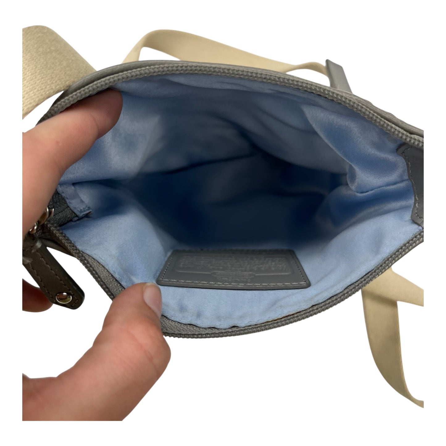 Crossbody Designer By Coach In Grey, Size:Small