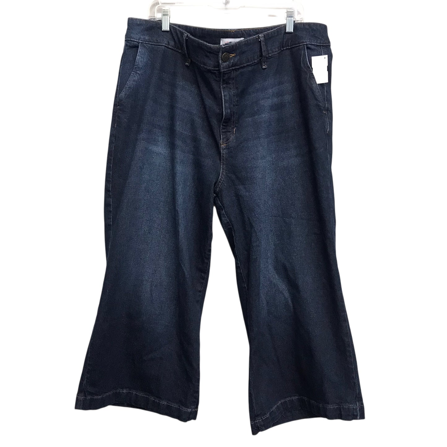 Jeans Wide Leg Cropped By Liz Claiborne In Blue Denim, Size:20
