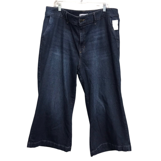 Jeans Wide Leg Cropped By Liz Claiborne In Blue Denim, Size:20