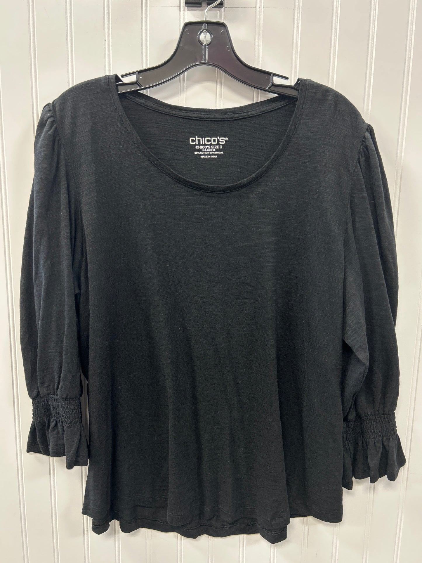 Top Ls By Chicos In Black, Size:Xl