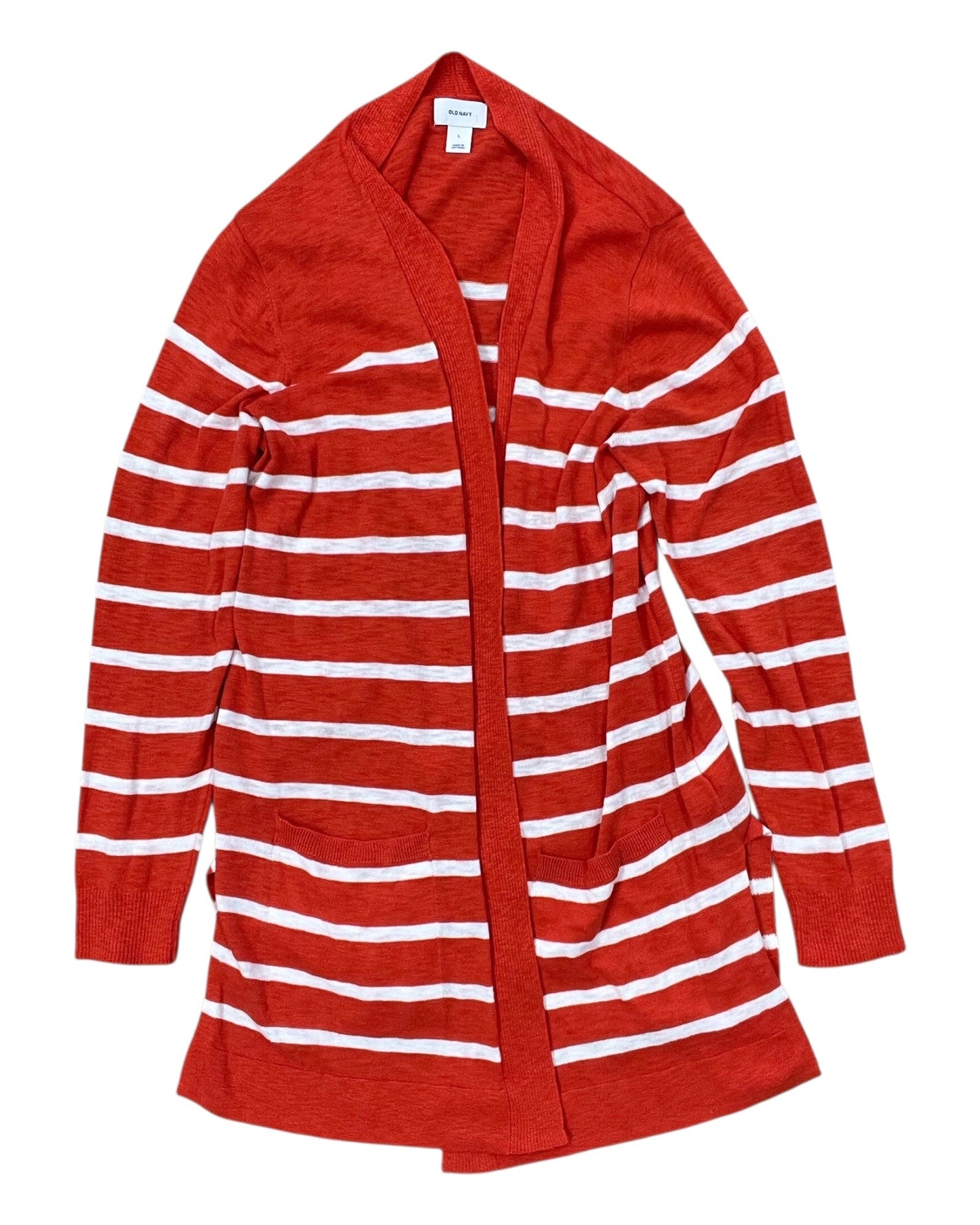 Cardigan By Old Navy In Orange & White, Size:L