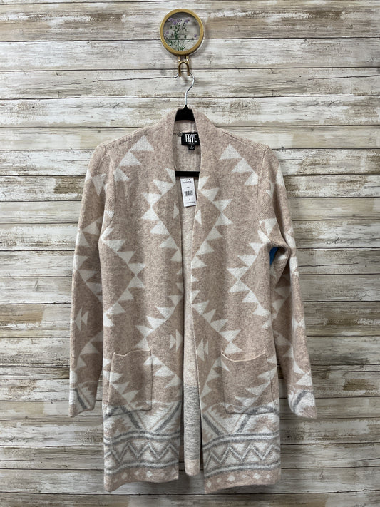 Sweater Cardigan Designer By Frye In Tan & White, Size:S