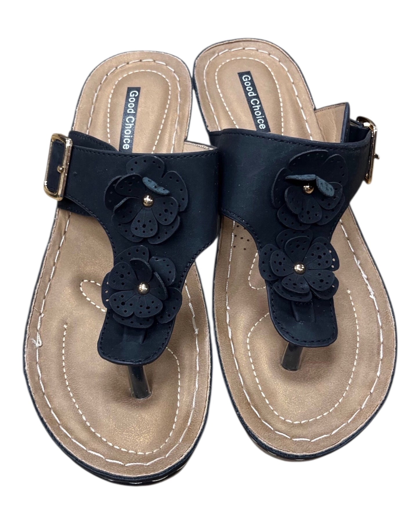 Sandals Heels Wedge By Clothes Mentor In Black, Size:8
