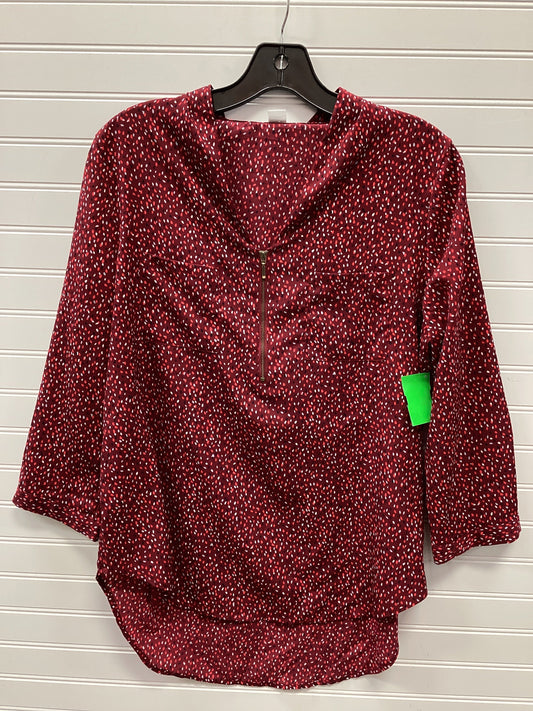 Blouse Ls By Jaclyn Smith In Red, Size:M