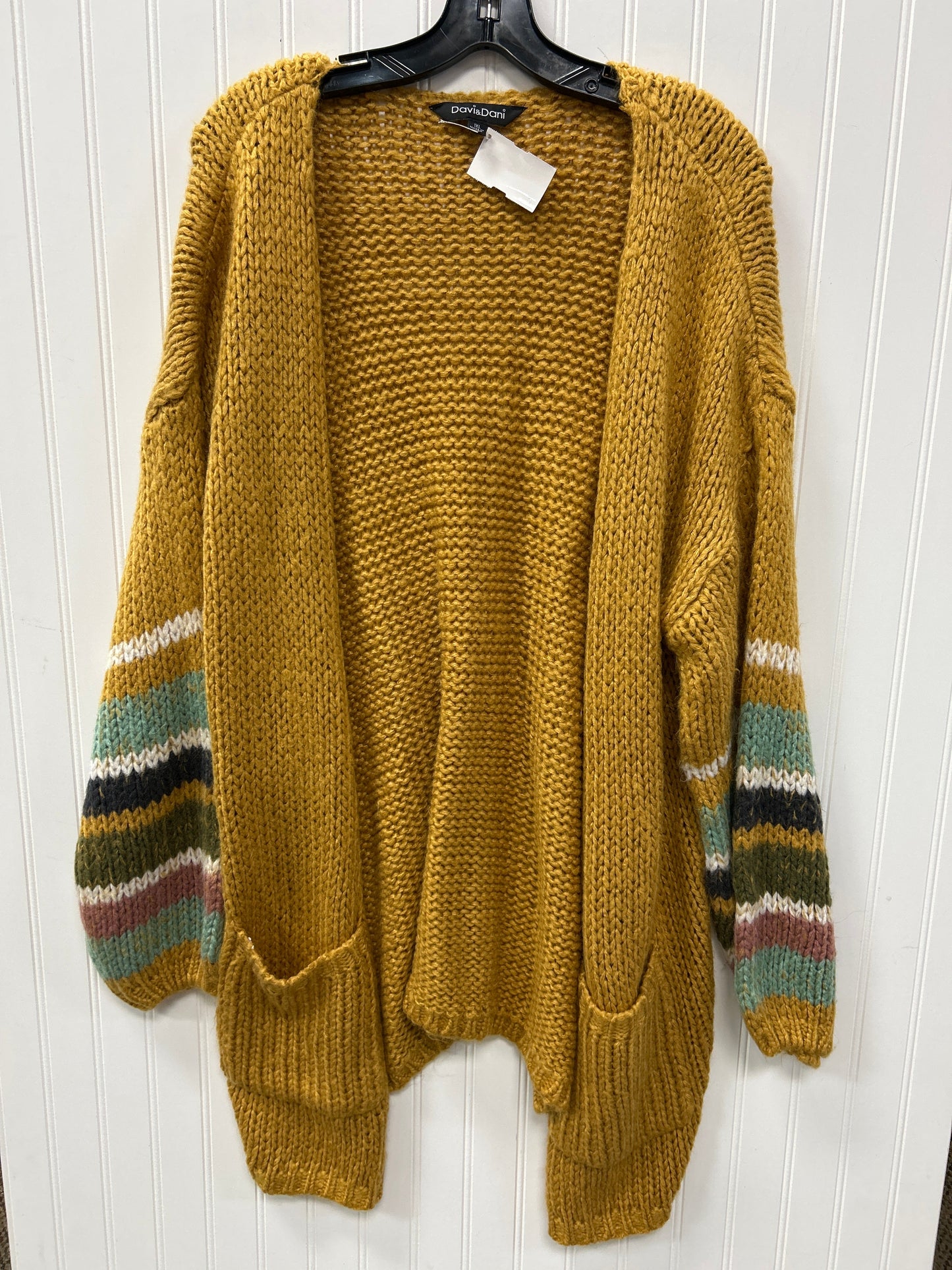 Sweater Cardigan By Davi & Dani In Yellow, Size:1X