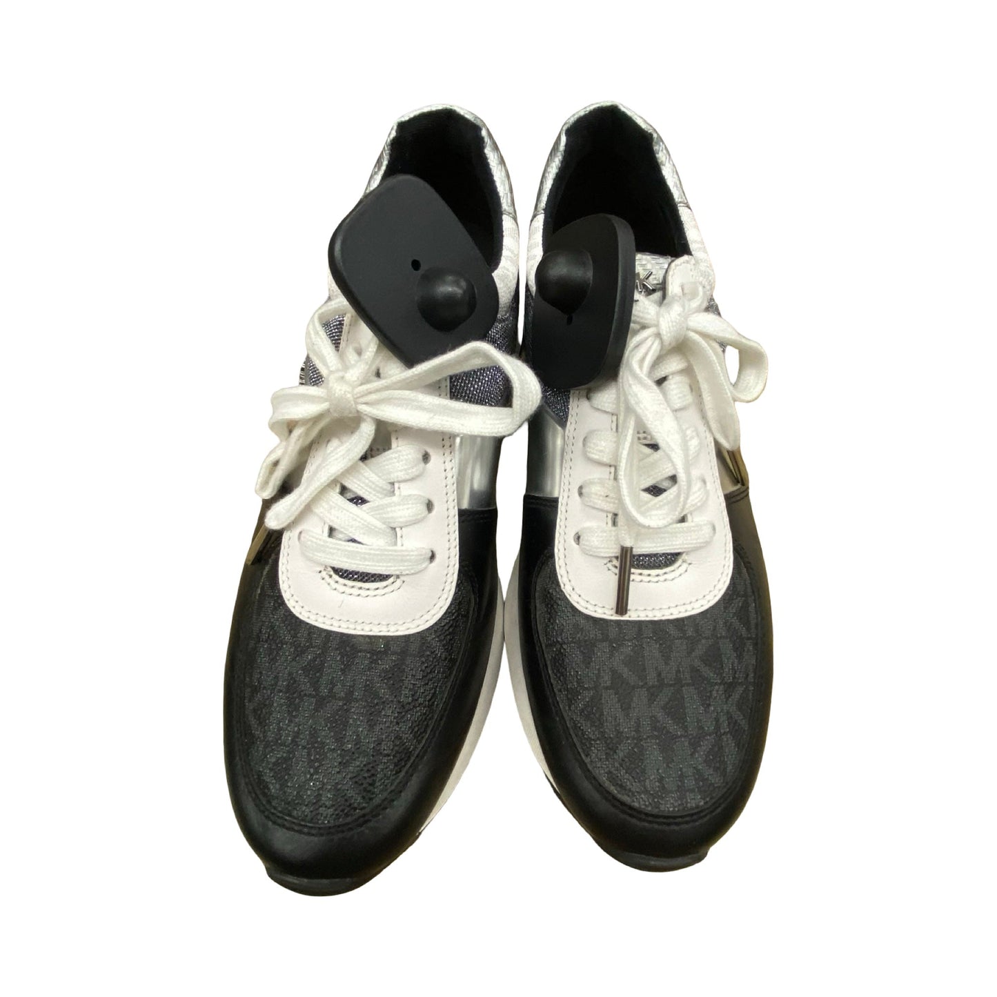 Shoes Designer By Michael Kors In Black & Silver, Size:8