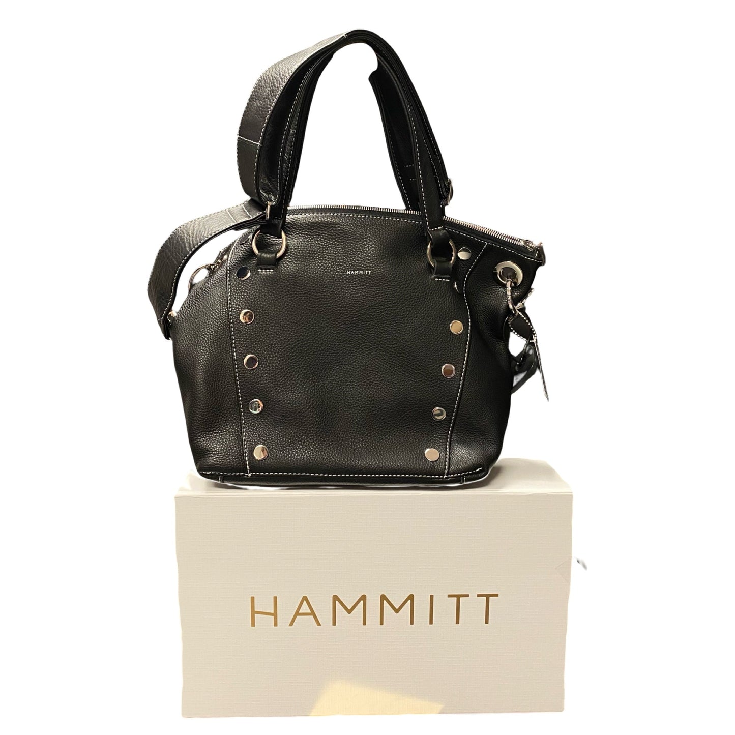 Handbag Designer By Hammitt In Black & Silver, Size:Medium