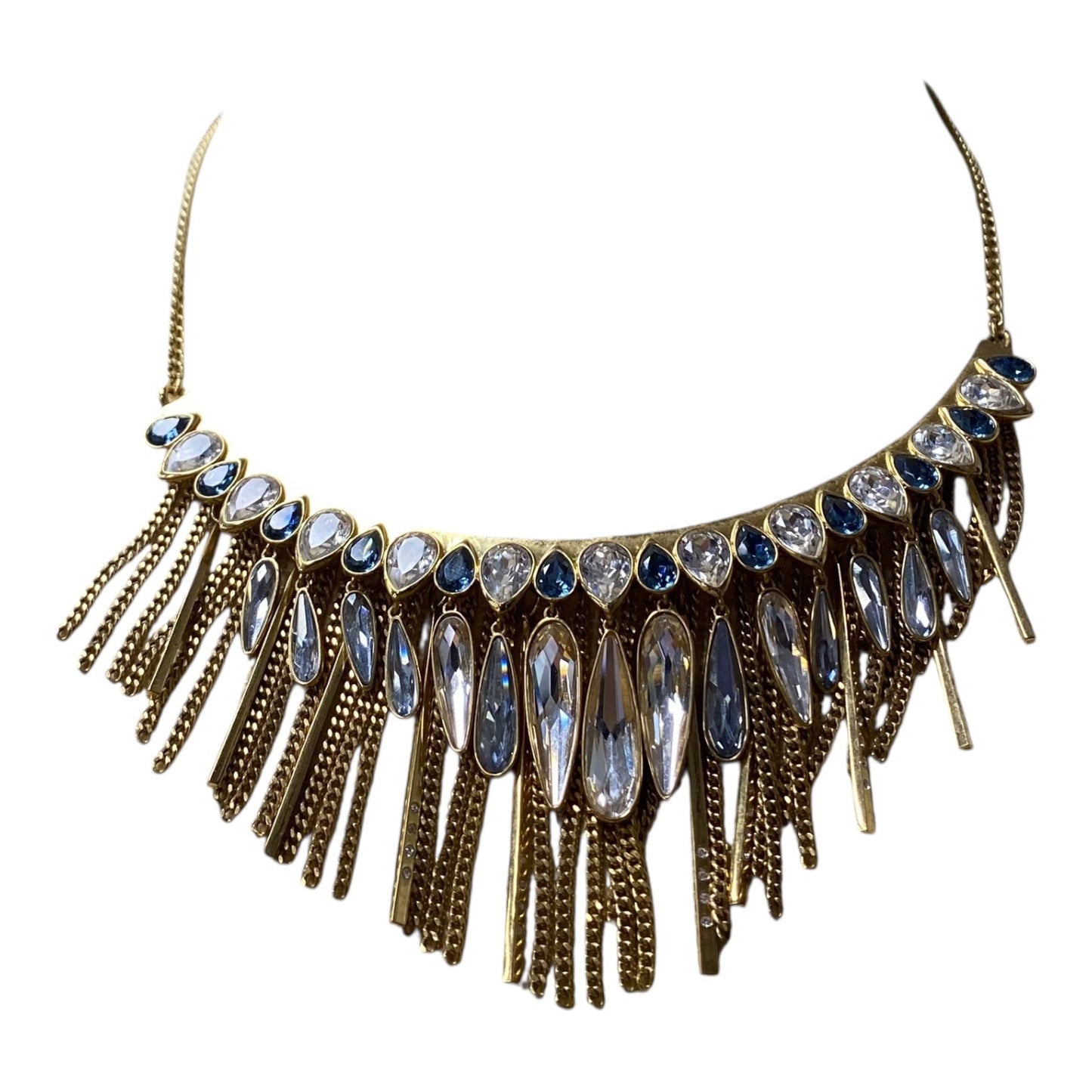 Necklace Designer By Swarovski In Blue & Gold