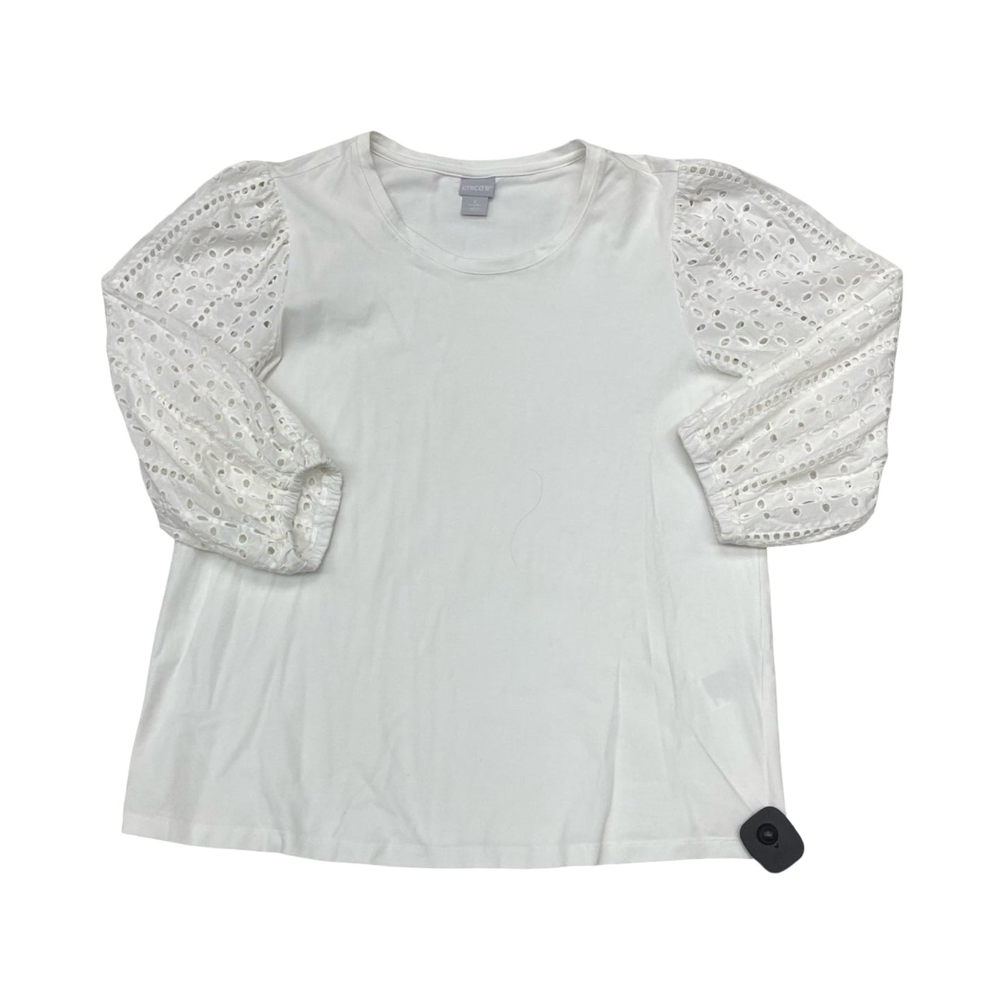 Top 3/4 Sleeve By Chicos In White, Size:L