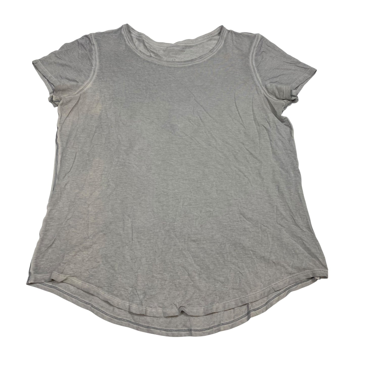 Athletic Top Ss Designer By Lululemon In Grey, Size:M