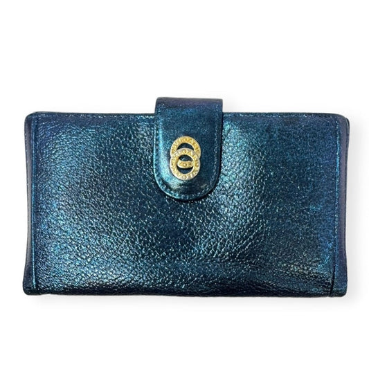 Bvlgari Bvlgari Upcycled Repurposed Bifold Wallet Designer Bvlgari In Glitter Painted Pebbled Leather, Size Small