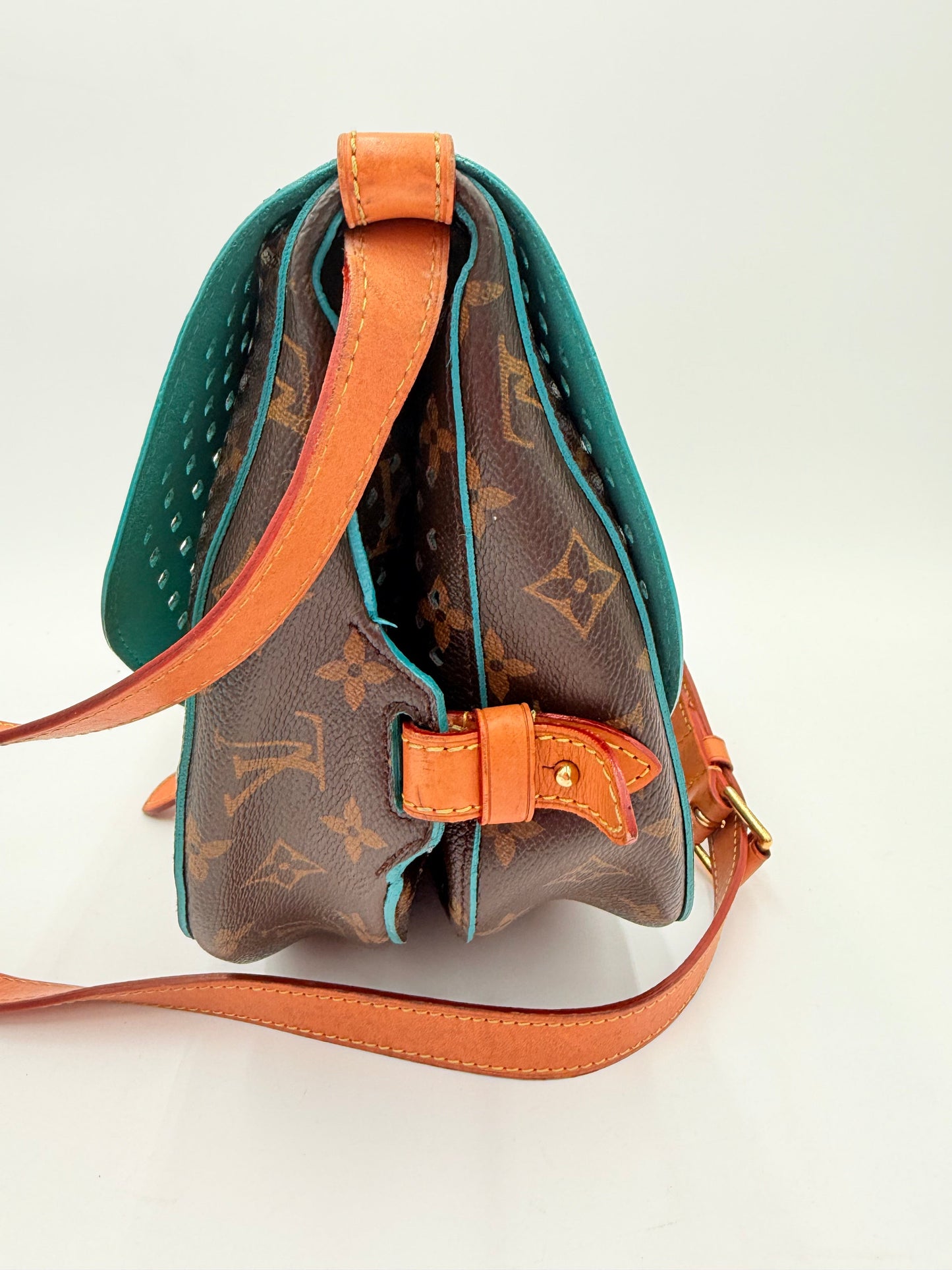 Crossbody Luxury Designer By Louis Vuitton In Blue & Brown, Size:Medium
