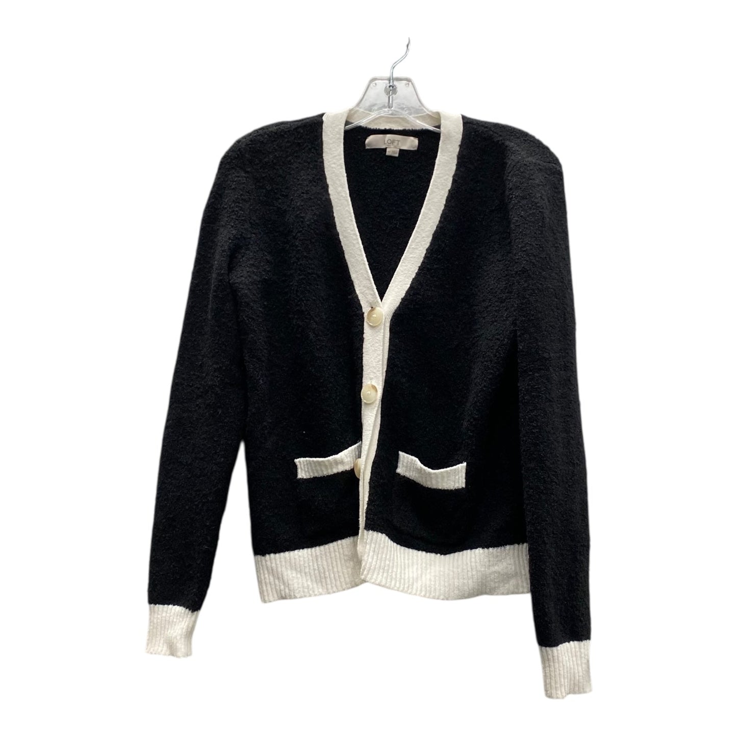 Sweater Cardigan By Loft In Black & White, Size:Xs