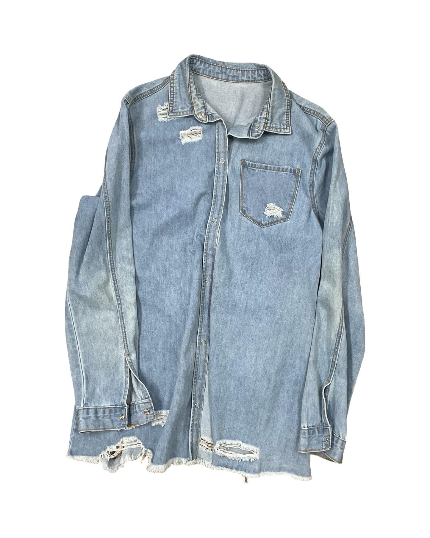 Blouse Ls By Clothes Mentor In Blue Denim, Size:Xl