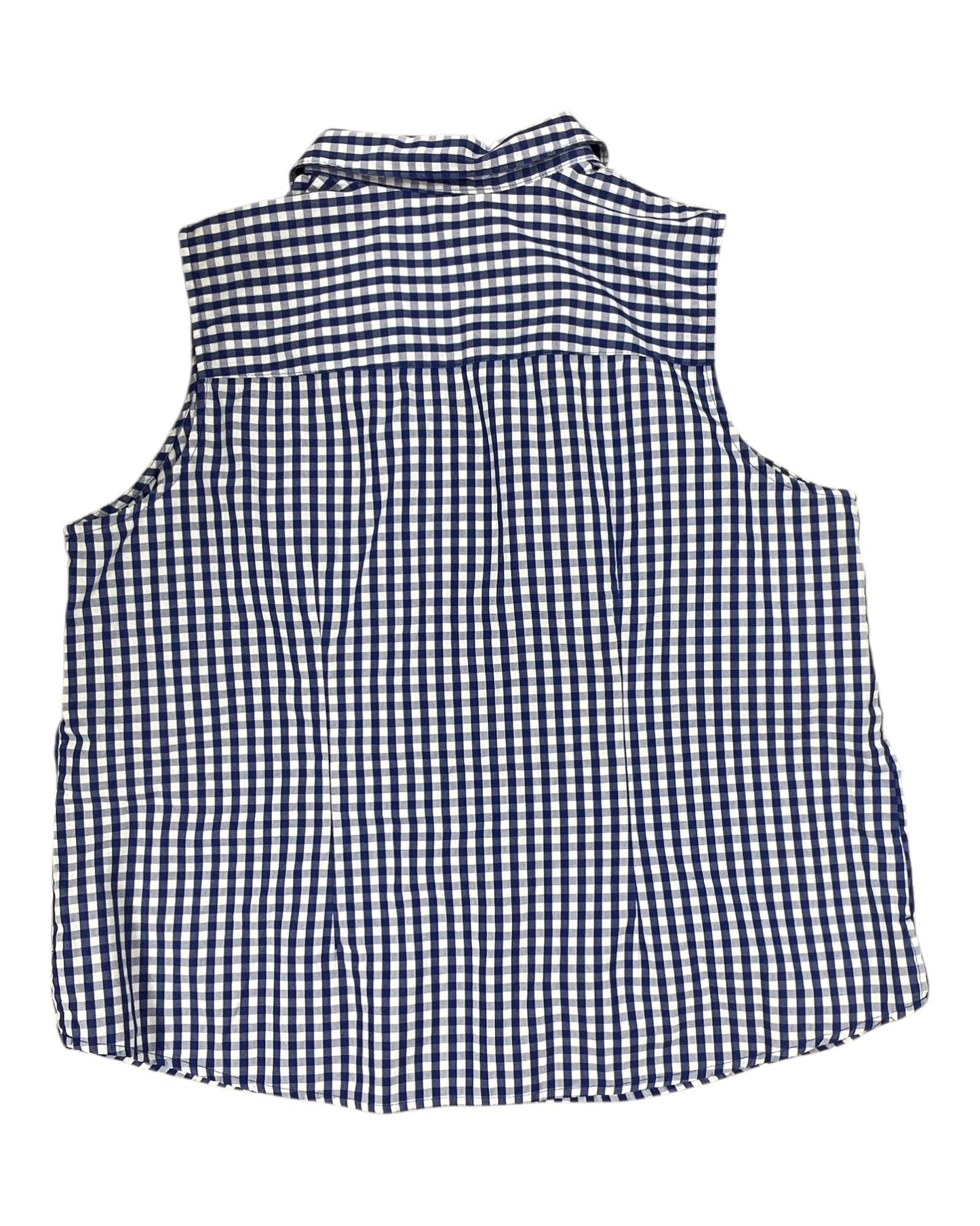 Blouse Sleeveless By Basic Editions In Blue & White, Size:1X