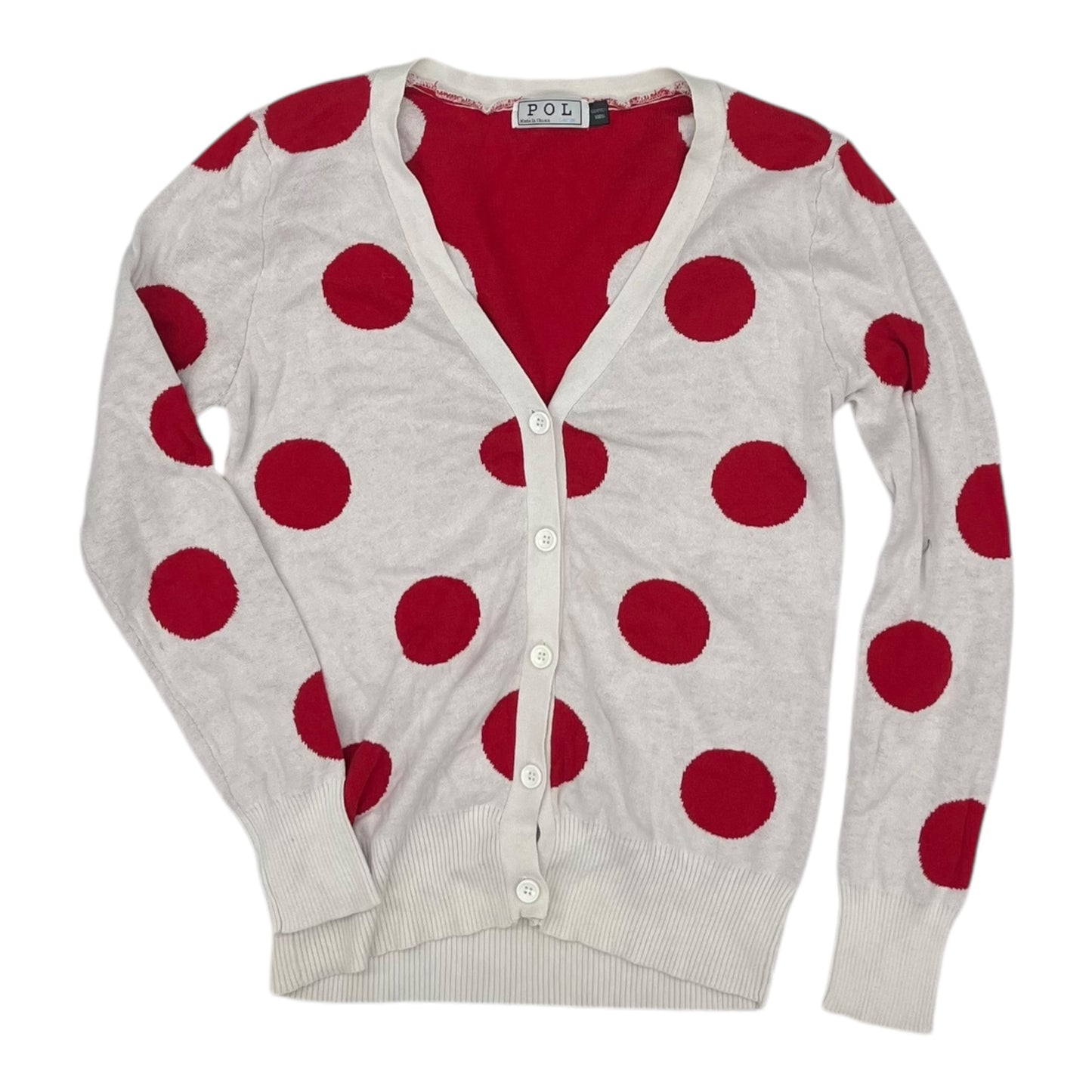 Cardigan By Pol In Red & White, Size:L