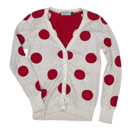 Cardigan By Pol In Red & White, Size:L
