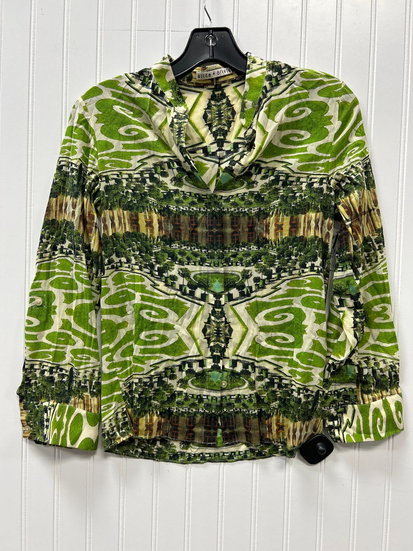 Top Ls Designer By Alice + Olivia In Green, Size:Xs