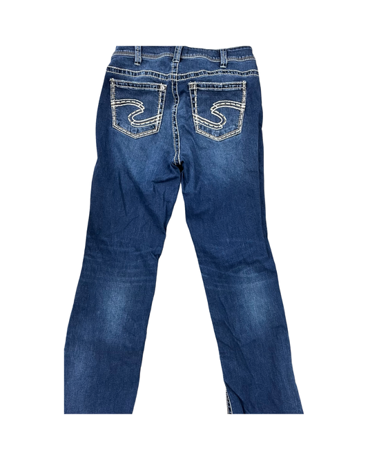 Jeans Boot Cut By Silver In Blue Denim, Size:16