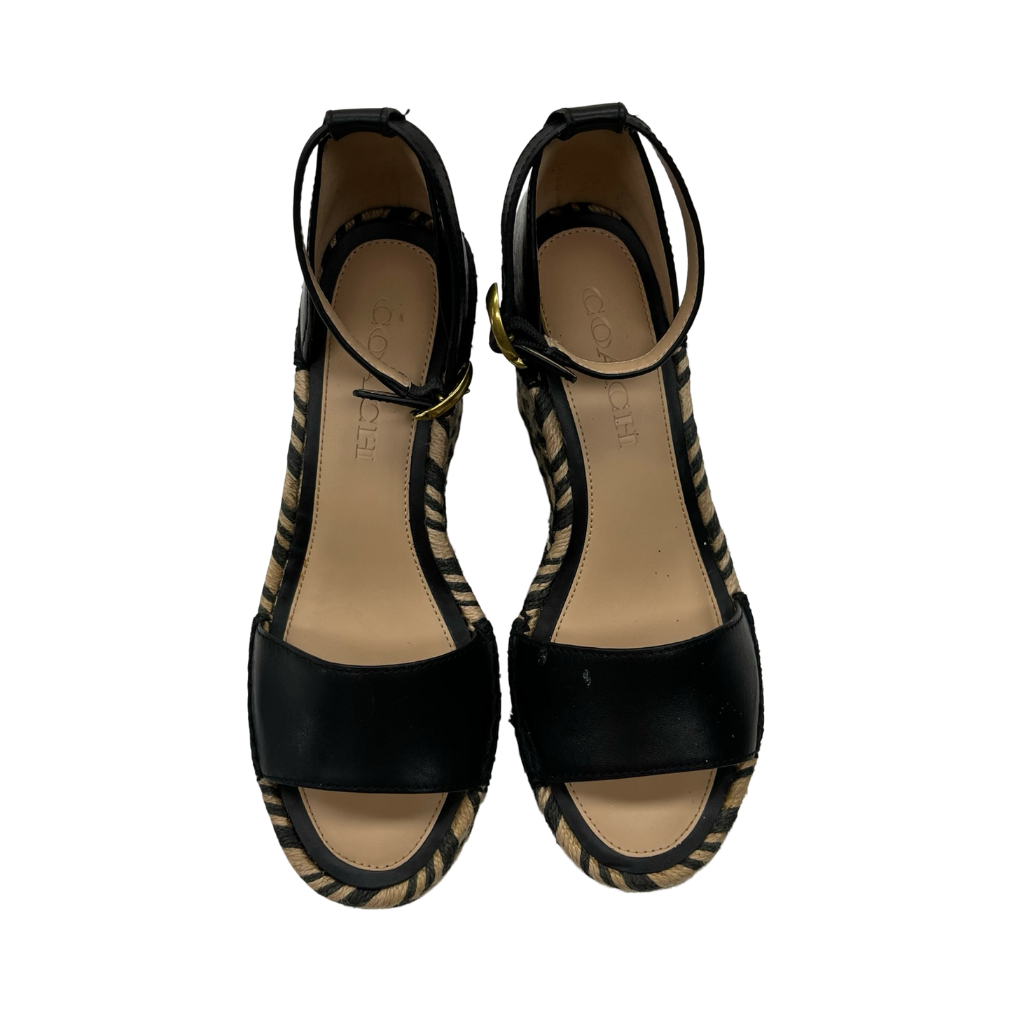 Sandals Designer By Coach In Black & Tan, Size:6