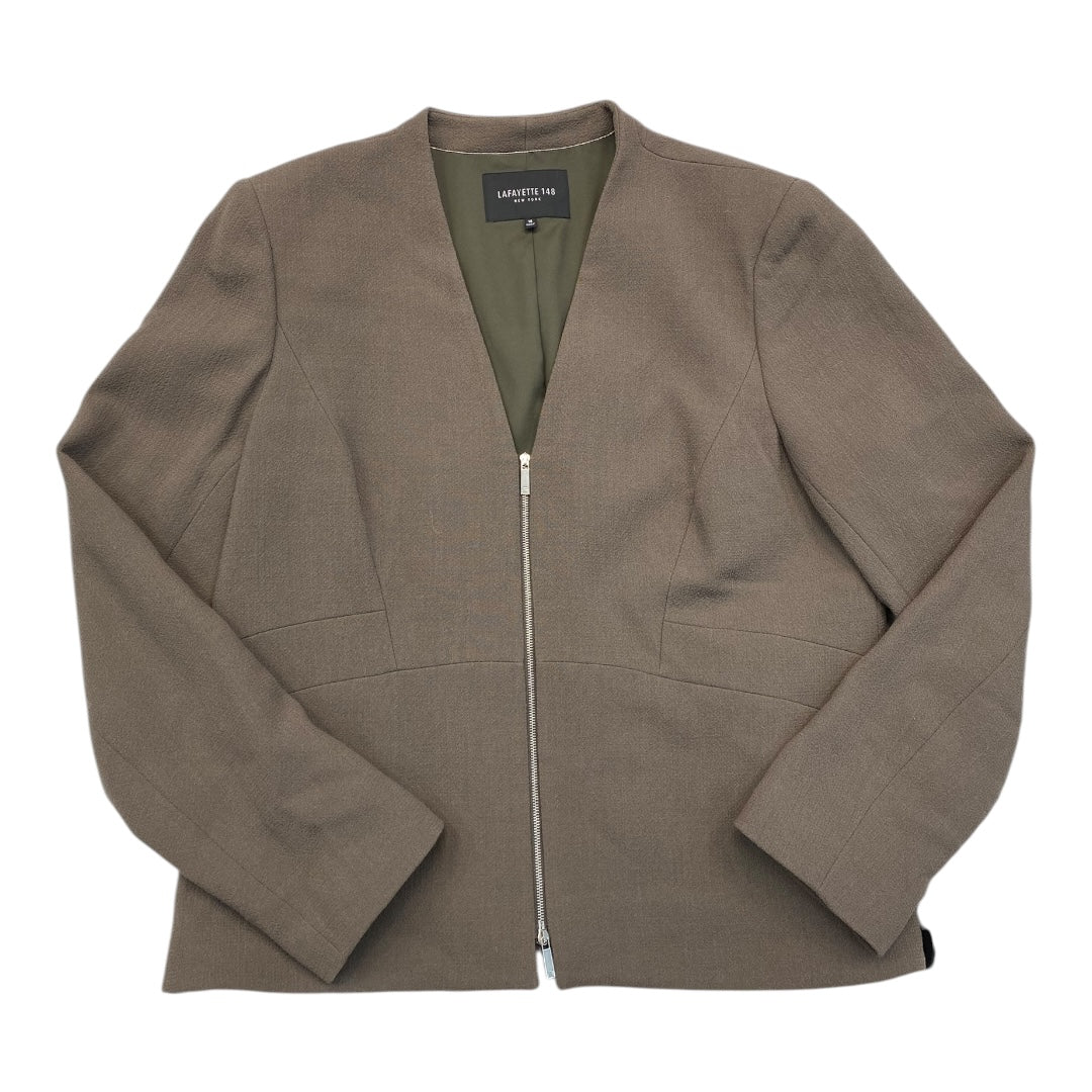 Blazer Designer By Lafayette 148 In Taupe, Size:16