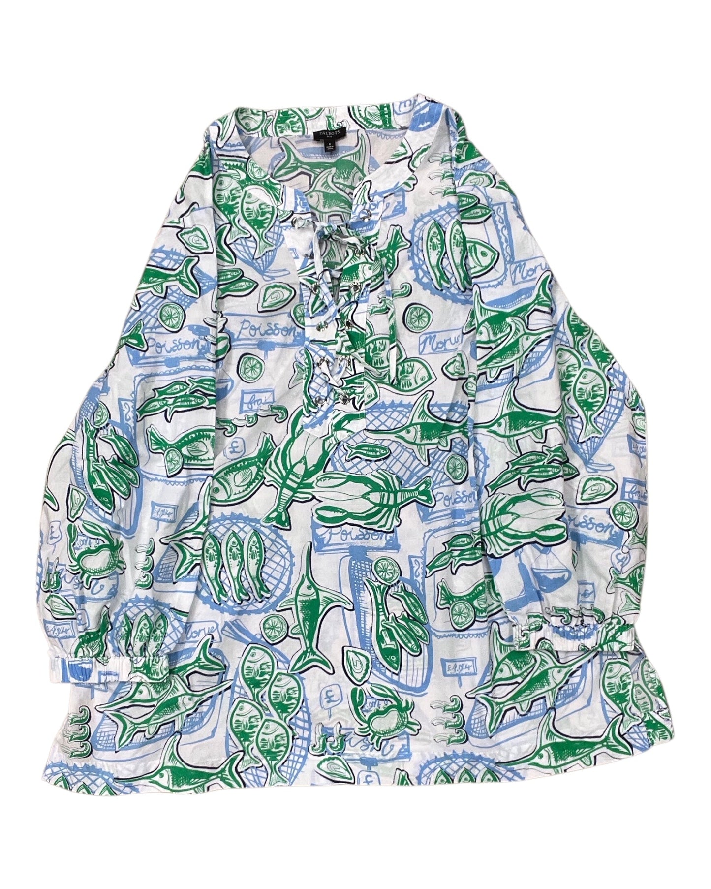 Top 3/4 Sleeve By Talbots In Blue & Green, Size:Xl
