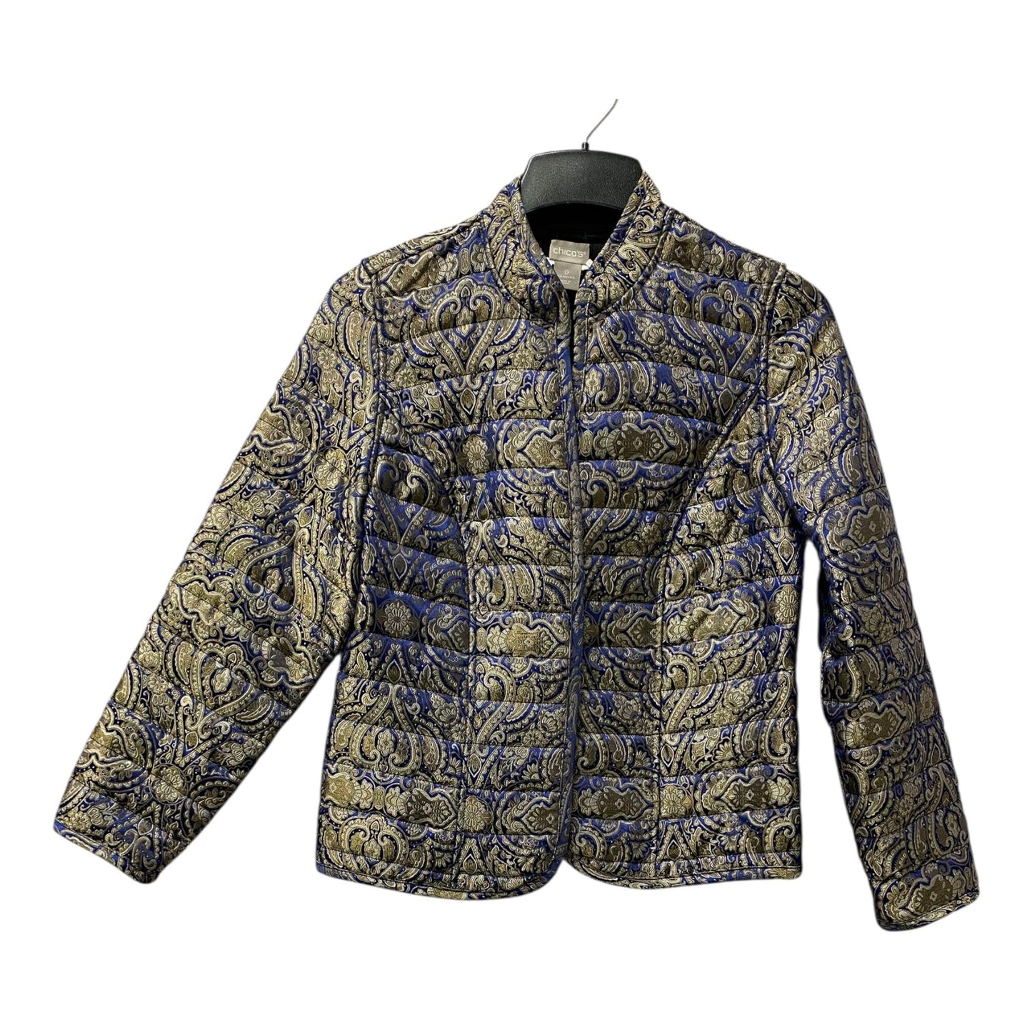 Blazer By Chicos In Blue & Gold, Size:S
