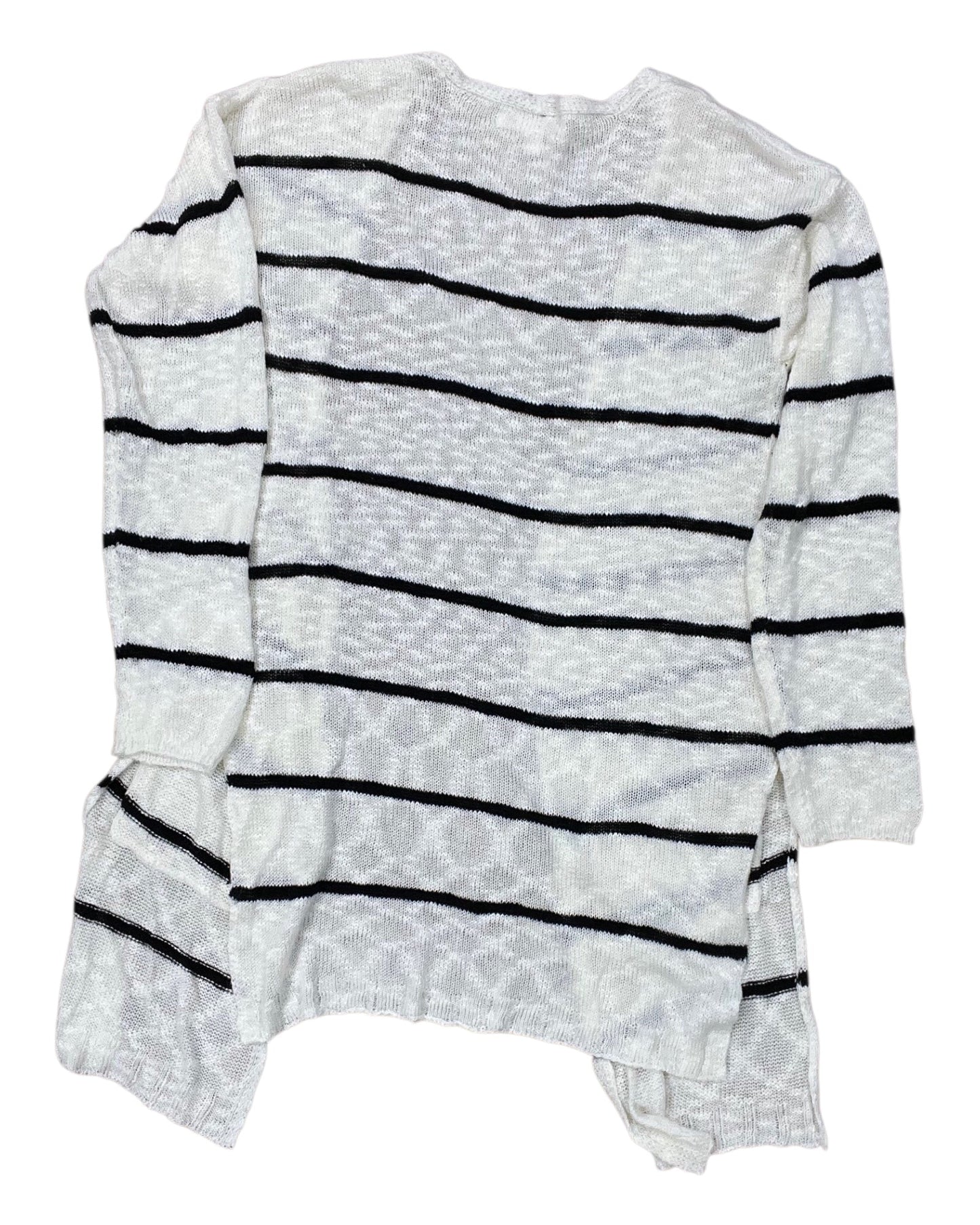 Sweater Cardigan By Love Tree In Black & Cream, Size:L