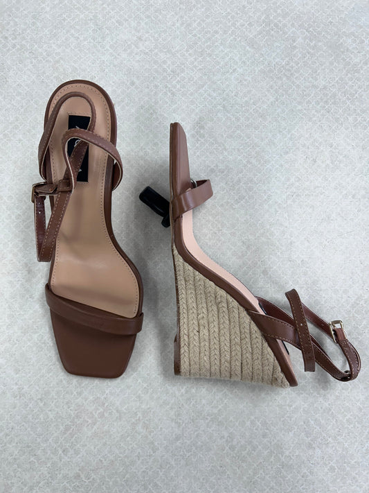 Sandals Heels Wedge By Aqua In Tan, Size:9