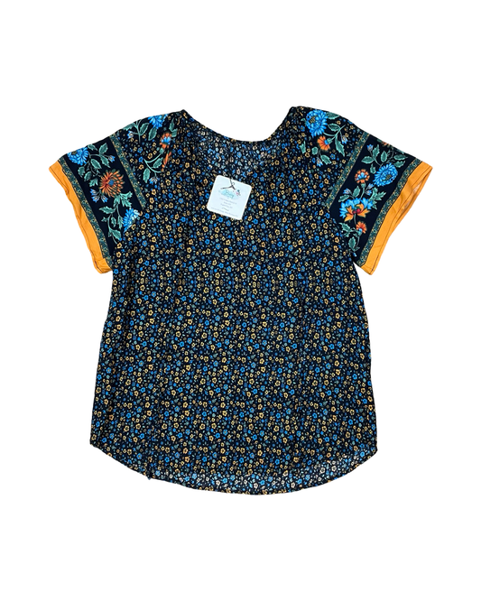 Top Ss By Clothes Mentor In Blue & Yellow, Size:S