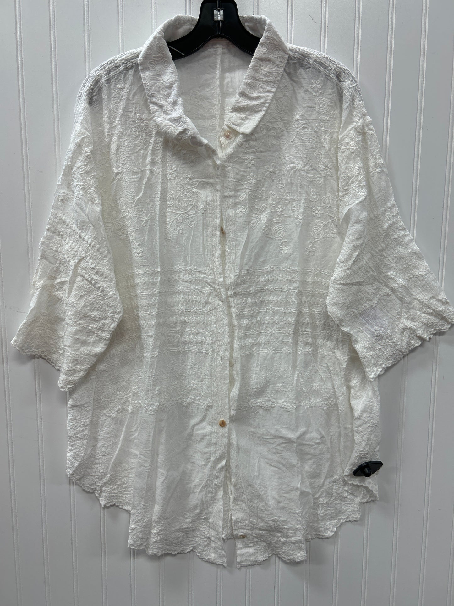 Blouse Ss By Solitaire In White, Size:1X