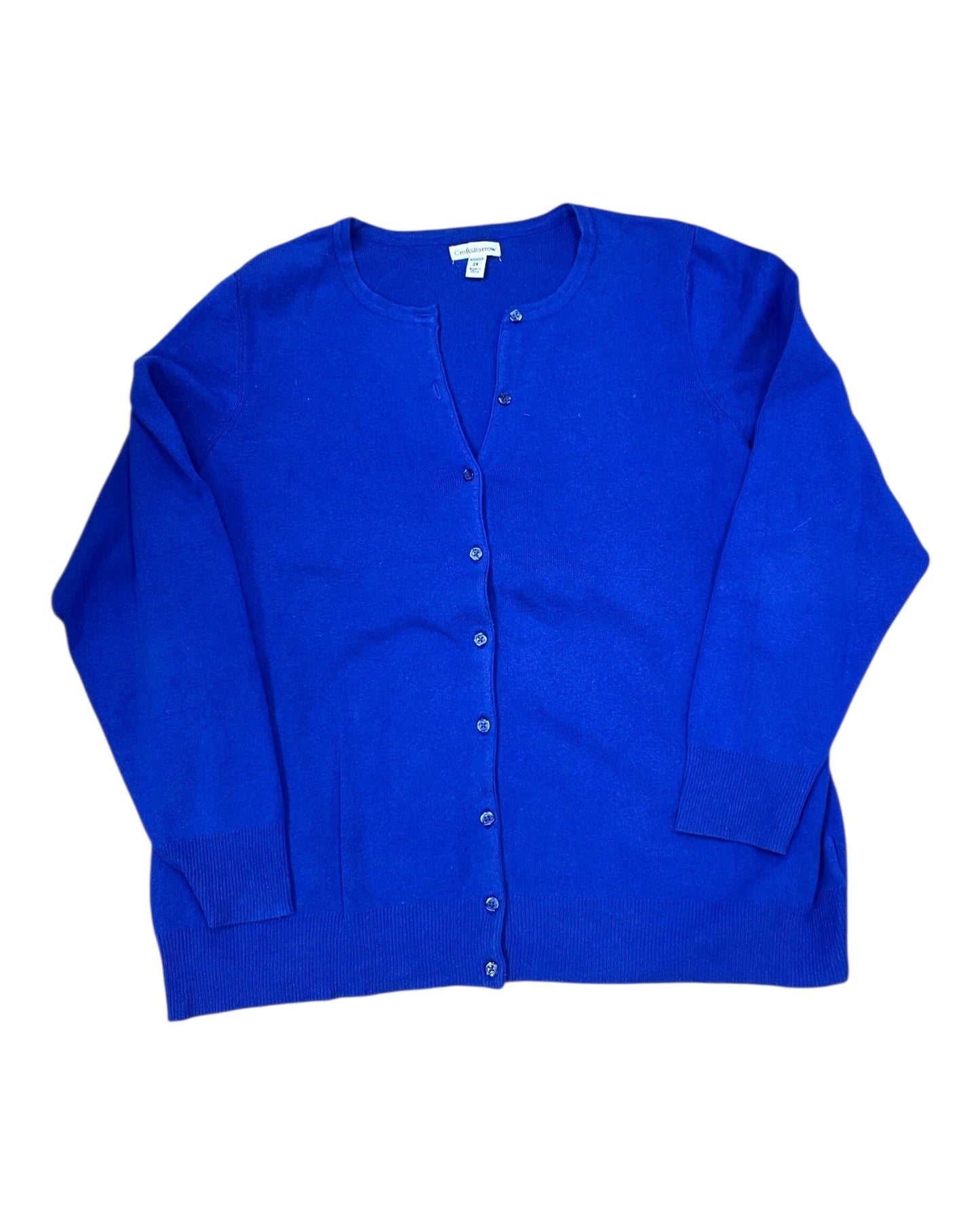 Cardigan By Croft And Barrow In Blue, Size:2X