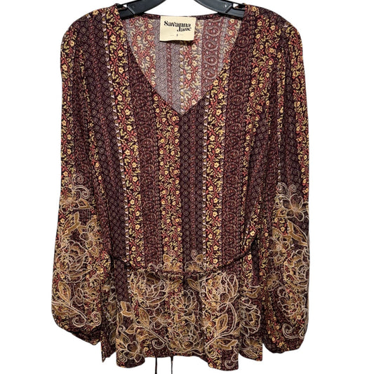 Top Long Sleeve By Savanna Jane In Multi-colored, Size: S