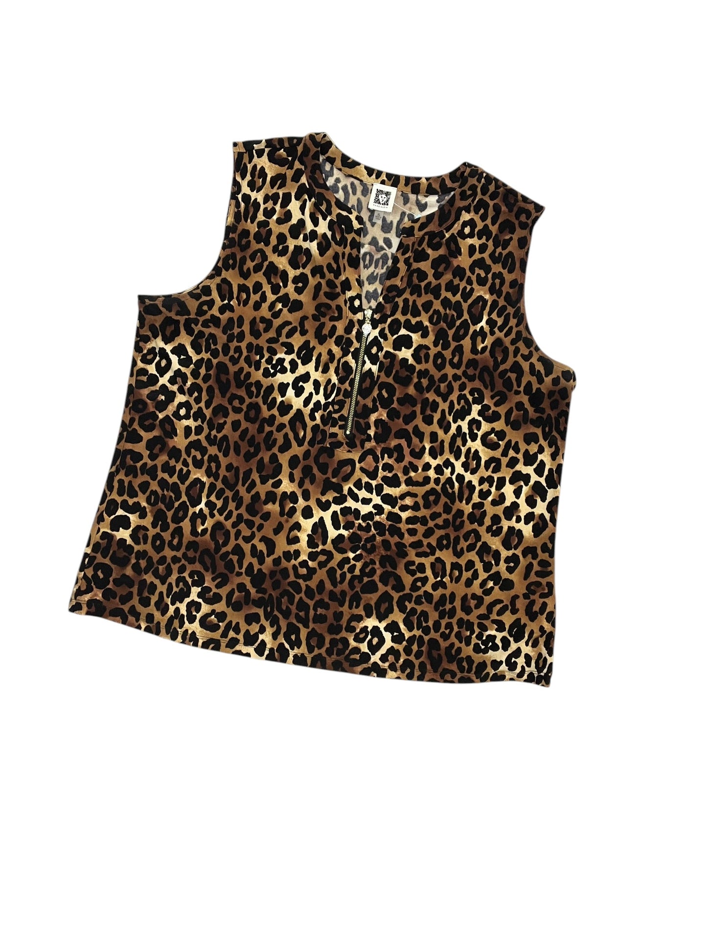 Blouse Sleeveless By Anne Klein In Animal Print, Size:Xl