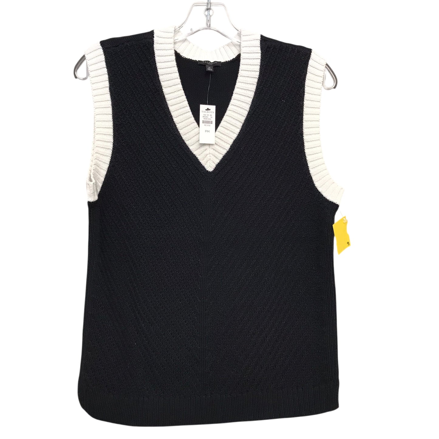 Vest Sweater By Talbots In Black & White, Size:Mp