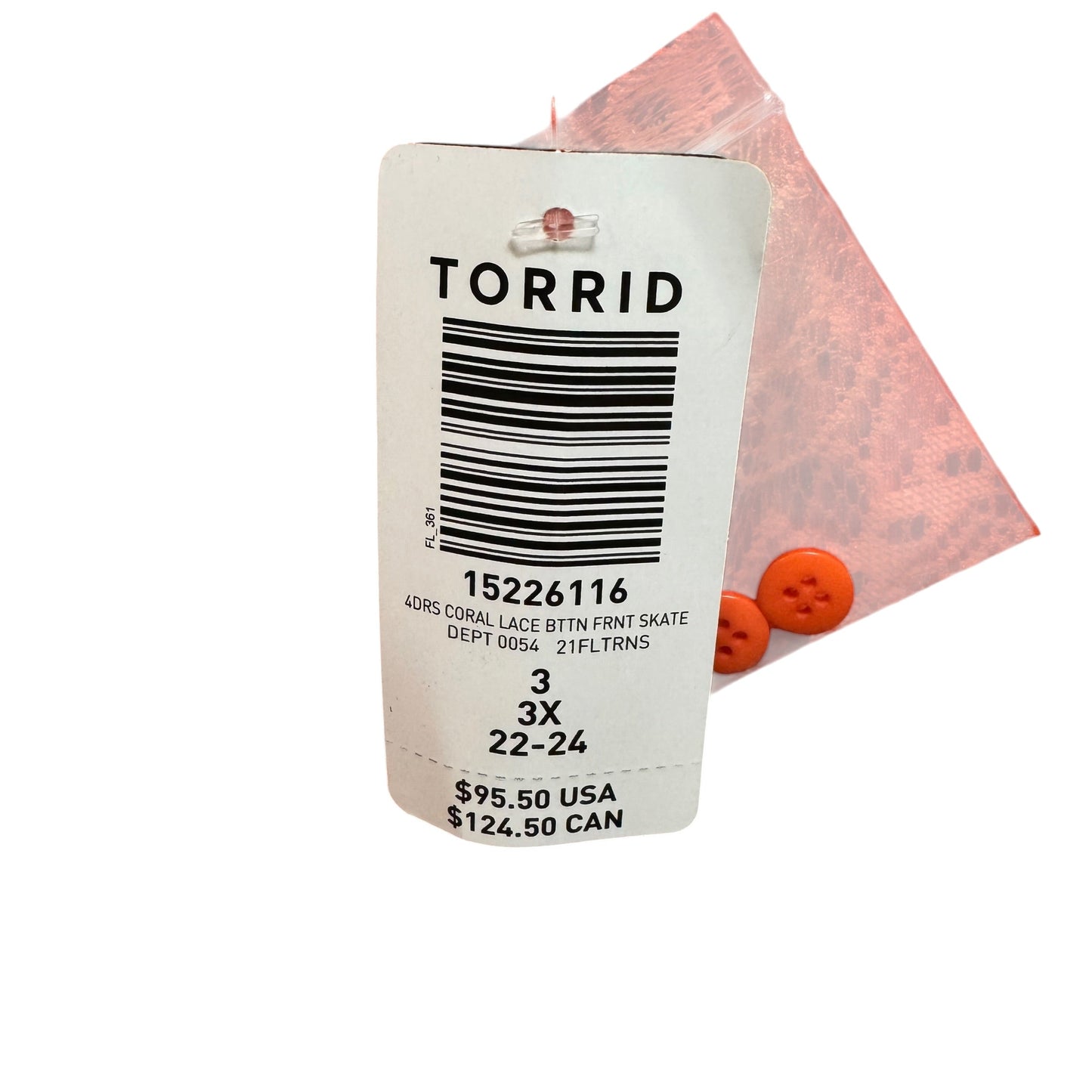 Lace Button Front Skate Dress  By Torrid In Coral, Size: 3x