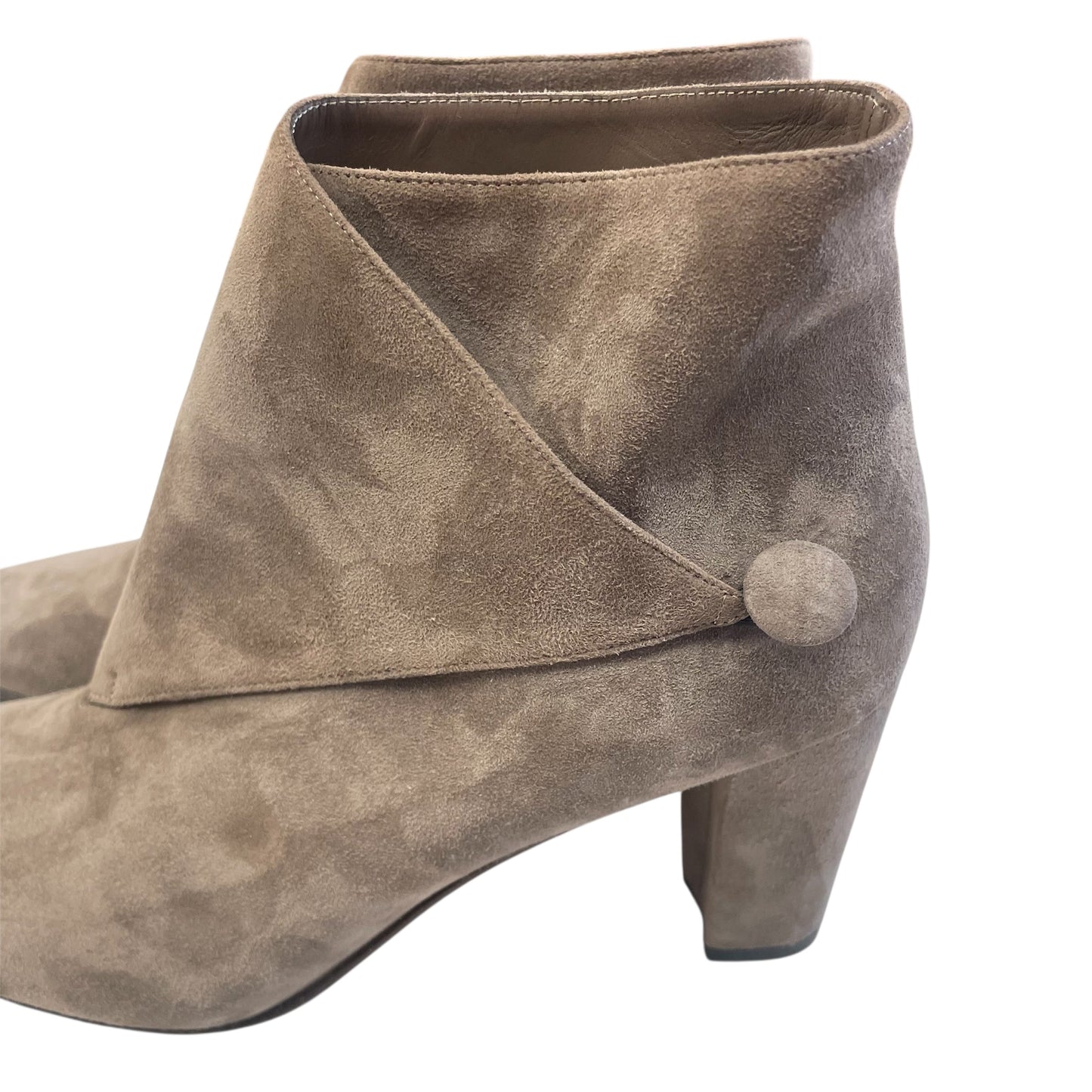 Boots Luxury Designer By Manolo Blahnik In Taupe, Size:8.5