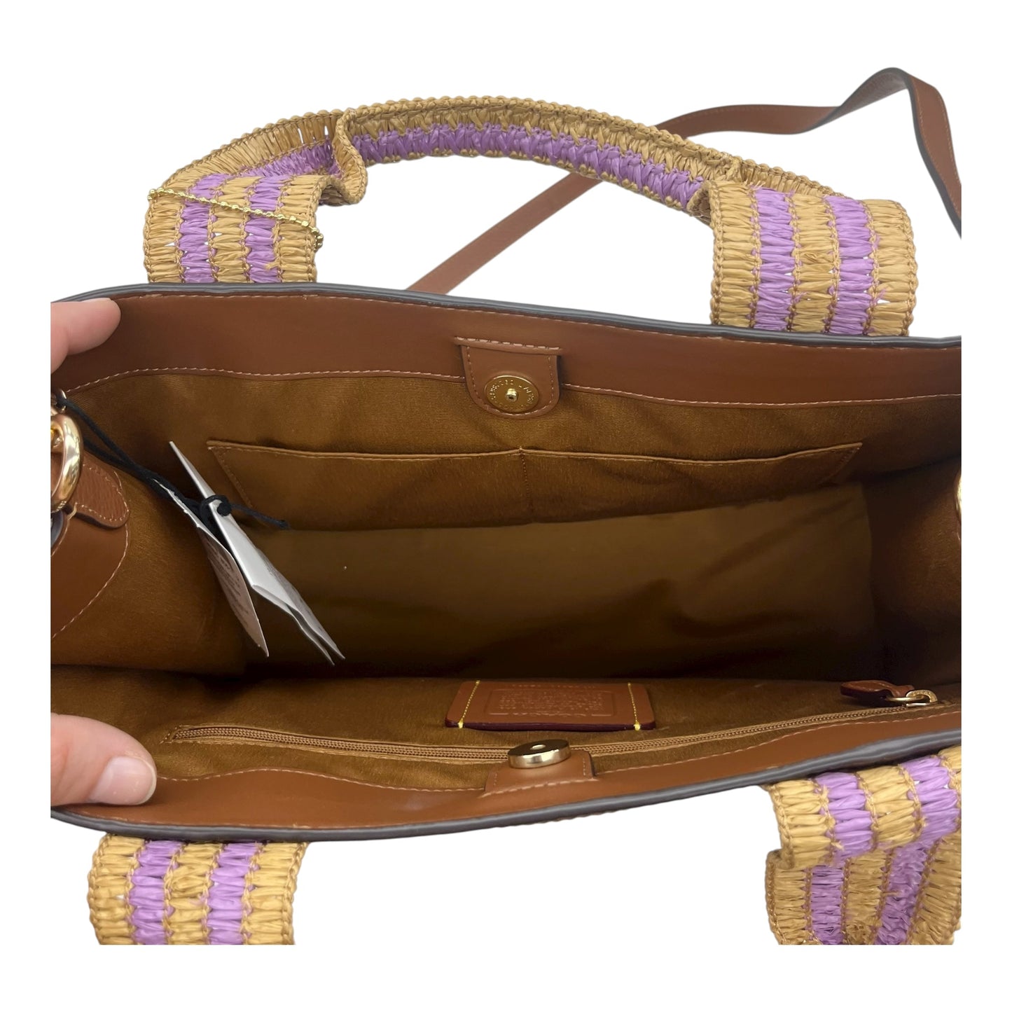 Handbag Designer By Coach In Brown & Purple, Size:Medium