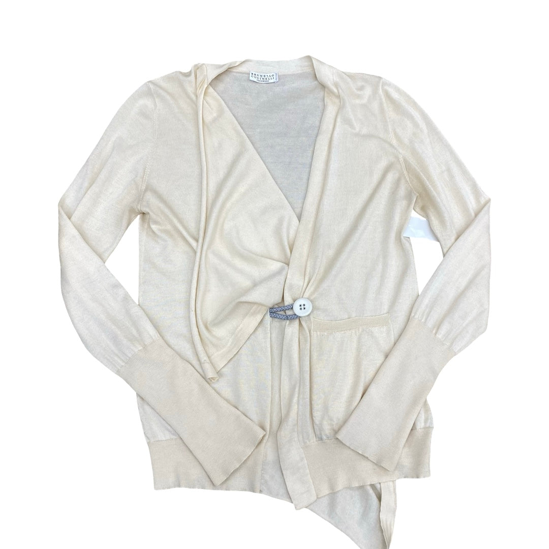 Sweater Cardigan Designer By Brunello Cucinelli In Yellow, Size:S