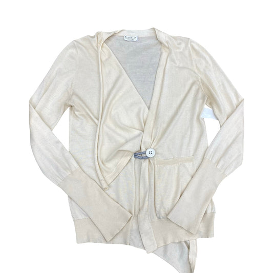 Sweater Cardigan Designer By Brunello Cucinelli In Yellow, Size:S