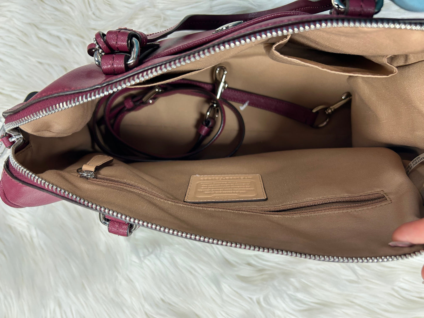 Handbag Designer By Coach In Purple, Size:Medium
