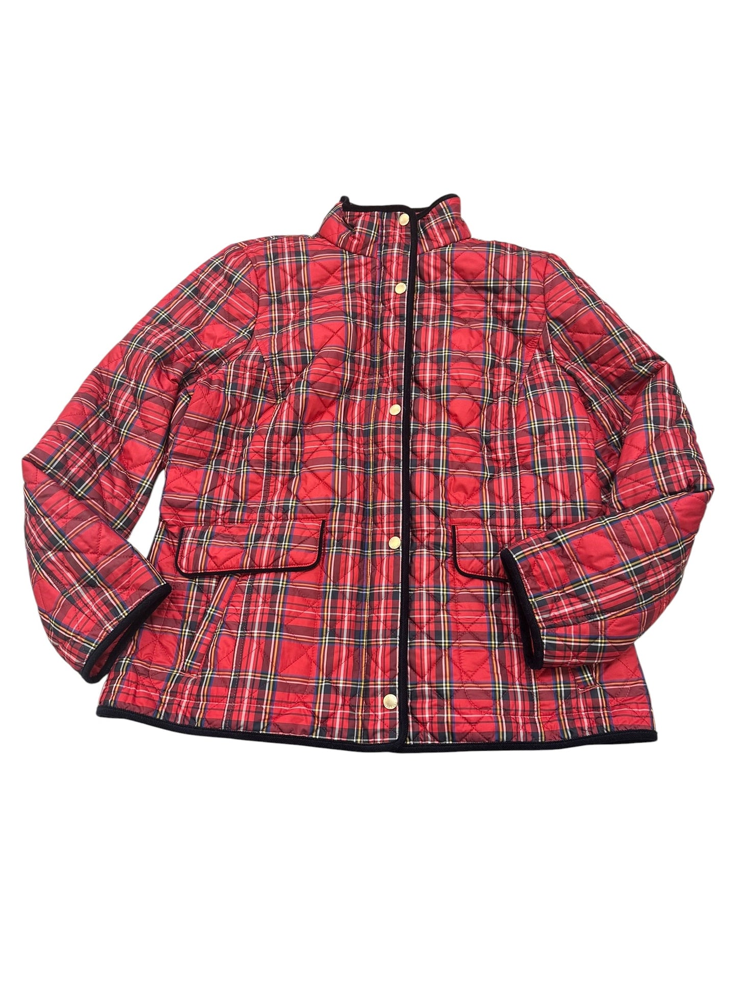 Jacket Puffer & Quilted By Talbots In Plaid Pattern, Size:L