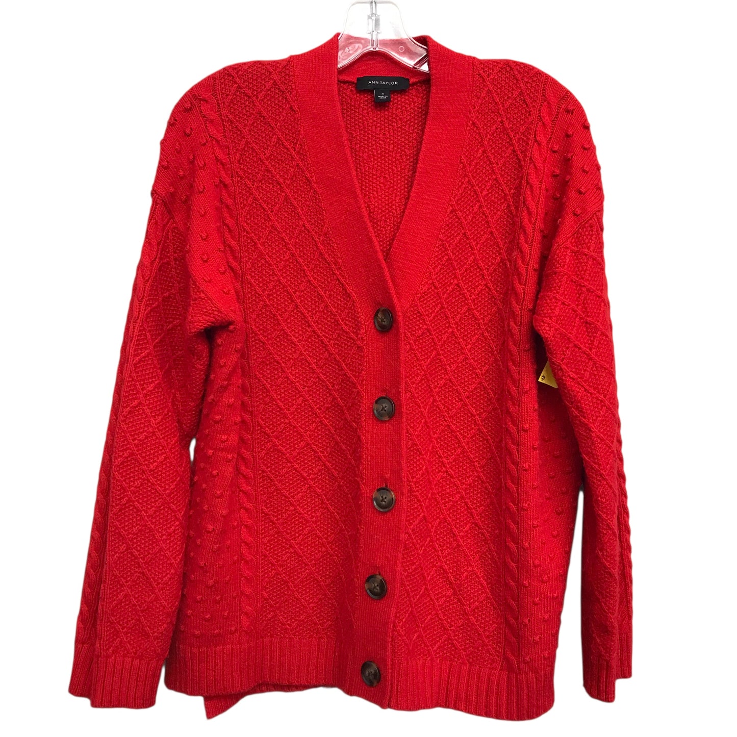 Sweater Cardigan By Ann Taylor In Red, Size:M
