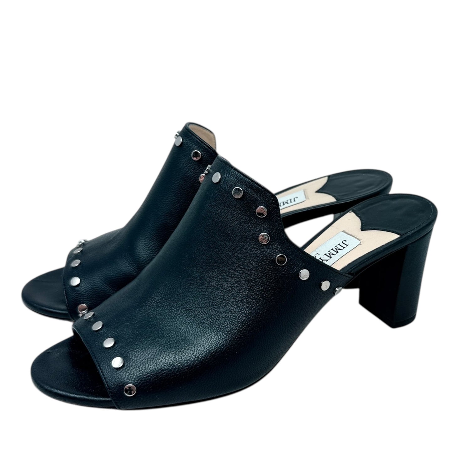 Myla 65 Studded Leather Mules Luxury Designer By Jimmy Choo In Black, Size: 7
