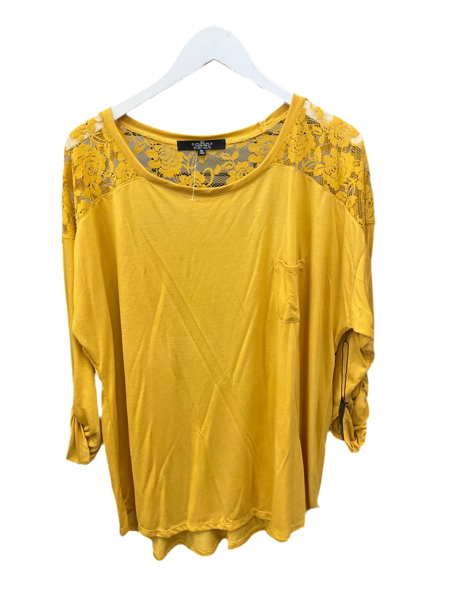 Top 3/4 Sleeve By Clothes Mentor In Yellow, Size:3X