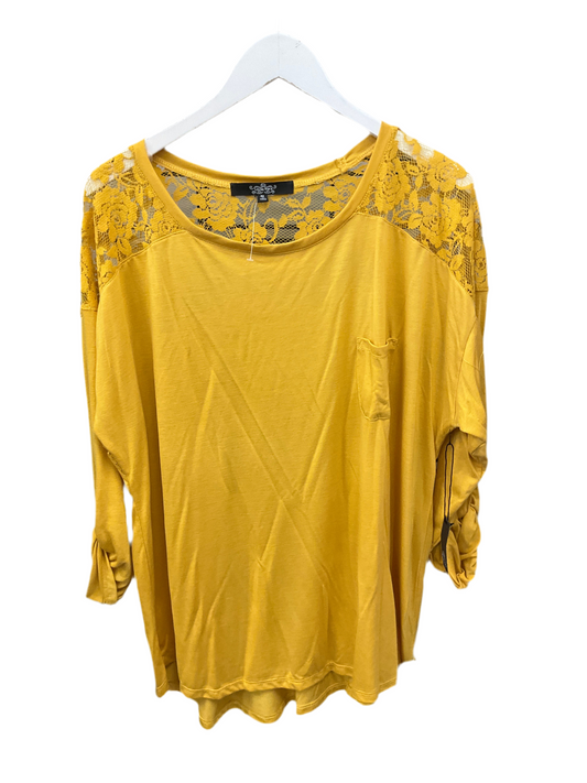 Top 3/4 Sleeve By Clothes Mentor In Yellow, Size:3X
